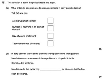 Combined Chemistry Foundation Paper 1 Assessment, Mark scheme & Walkthrough video