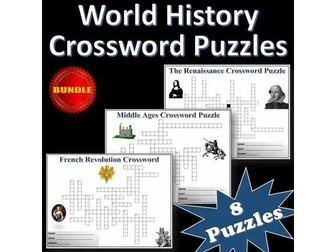 World History Terminology | Vocabulary Crossword Puzzles Bundle