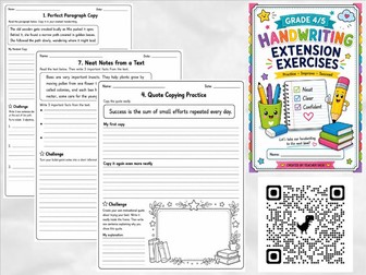 Grade 4/5 Handwriting Extension Worksheets | Advanced Writing Practice Activities