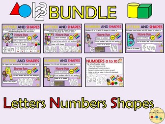 Alphabet Letters  and Numbers 2D and 3D Shapes Playdough Mats Worksheets Cut and Paste Activities BUNDLE