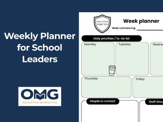 Weekly Planner Template for Headteachers