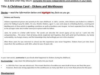 A Christmas Carol cover worksheets