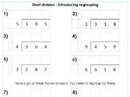 year 3 4 short division using bus stop method