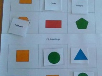 2D shape bingo- shape pictures and names