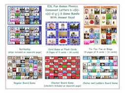 Phonics Consonant Letters b-c(k)-c(s)-d-g-j 6 Game Bundle