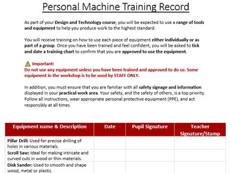 Personal Machine Training Record