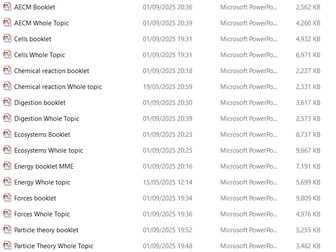 8 topics of lessons and work booklets for KS3 science