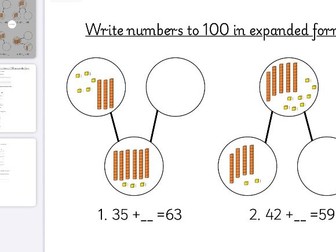 Write numbers to 100 in expanded form - place value - year 2 primary maths