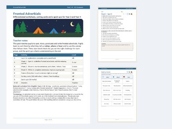 Fronted Adverbials Differentiated Worksheets Y3/Y4