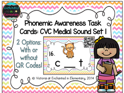 Phonemic Awareness Task Cards: CVC Medial Sound Set 1