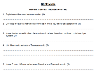 Classical Music Listening Questions