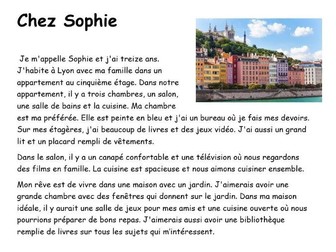 French - Where I live -Chez Sophie  - Reading practice