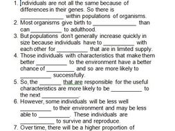 Evolution worksheet | Teaching Resources