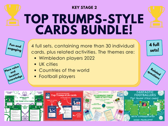 4 sets of Top Trumps-style cards KS2 Maths and Geography