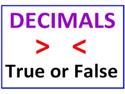 Decimals Greater Than Less Than PLUS Writing Decimals True or False (6 WORKSHEETS)