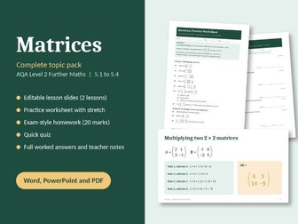 AQA Level 2 Further Maths: Matrices Pack