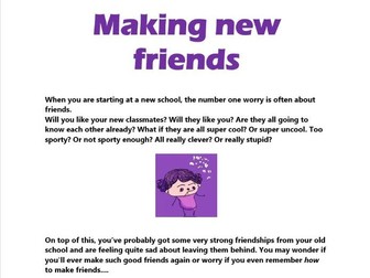 Making New Friends at Senior School PSHE Workshop