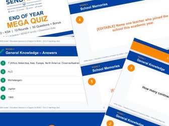 End of Year Mega Quiz – KS3–KS4 | 10 Rounds | Fully Resourced | SEND-Friendly