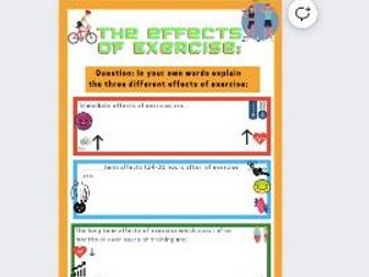 Effects of Exercise - Worksheet