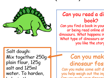 EYFS Dinosaur home learning topic project early years homework planning