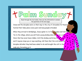 Palm Sunday Comprehension - answering questions, finding synonyms, etc.