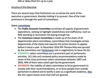 UK Parliament : A-Level Politics Revision note sheets