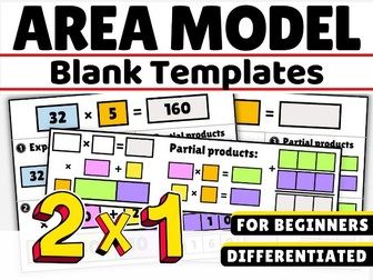 Multiplication Area Model Template Blank Box method Anchor Chart 2 digit 1 digit Year 5 Year 6 Math