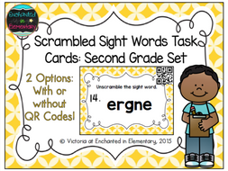 Scrambled Sight Words Task Cards: Second Grade Set