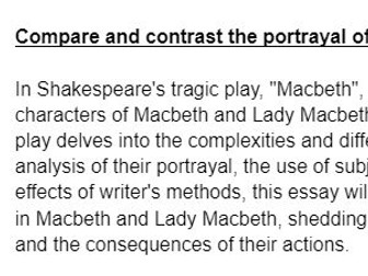 Compare and contrast the portrayal of masculinity in Macbeth with that of Lady Macbeth.