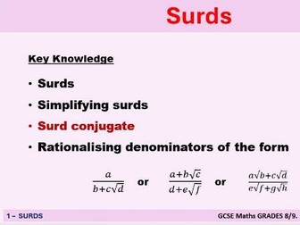 Surds - Revision for Grades 8/9 - PPT