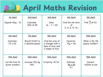 GCSE - Foundation - April Maths Calendar