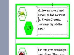 KS1 Maths Challenge Card Activity - Theme Minibeasts