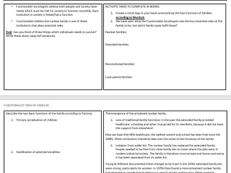 WJEC GCSE EDUQAS SOCIOLOGY: Families and Households Learning Mats