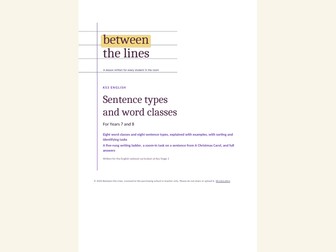 Sentence types and word classes for KS3