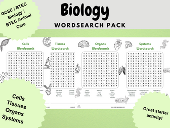 Biology wordsearch set