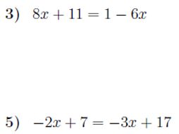 Equations with variables on both sides worksheet (with solutions