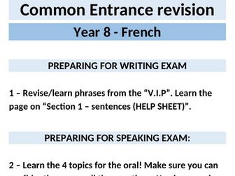 Year 8 - French Common Entrance Revision