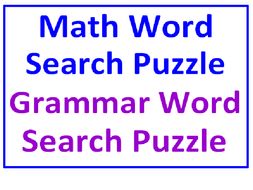 Math Word Search Puzzle PLUS Grammar Word Search Puzzle