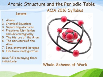 New AQA (2016) Chemistry C1 - Atomic Structure Whole Scheme of Work