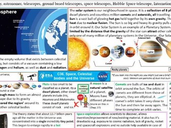 Space, celestial bodies and the universe
