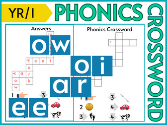 Stage 3 Phonics oi ee ar or ow Crossword