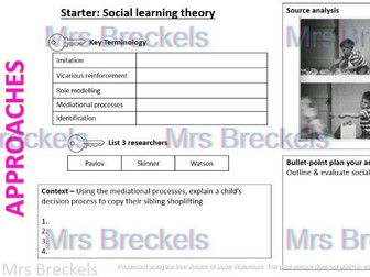 Approaches (AQA A-level Psychology 2025-) - Recap starter/do now worksheets with answers