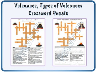 Volcanoes, Types of Volcanoes - Crossword Puzzle Worksheet Activity (Printable)