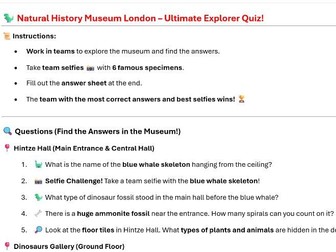 Natural History Museum London Quiz