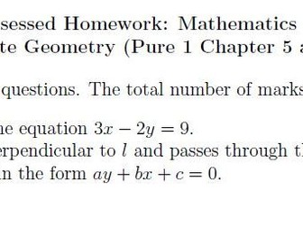 Edexcel Pure 1 Chapter 5 and 6 Homework - Coordinate Geometry