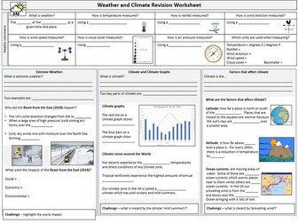 Weather and Climate Revision Worksheet