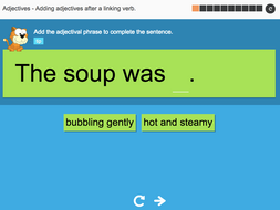Adding adjectives after a linking verb - Interactive Activity - KS3 Spag