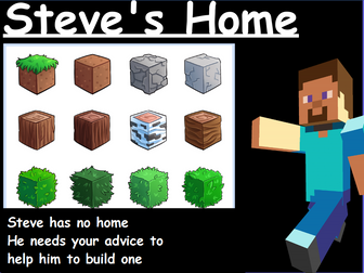 Isometric drawing using Minecraft Houses and Steve (Incl calculating the cost of houses)