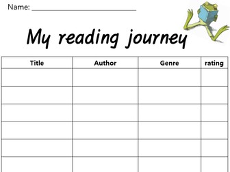 Readingsheet,  library log,  reading for pleasure worksheet
