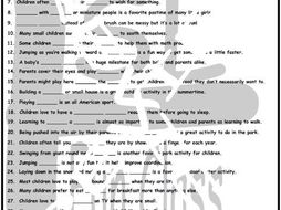Childhood Activities 1 Page BW Worksheet